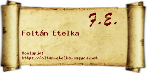 Foltán Etelka névjegykártya